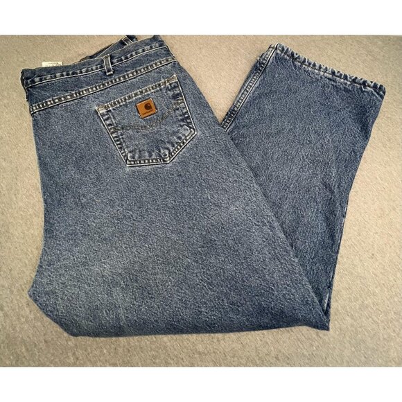 Carhartt Other - Carhartt Jeans Mens 46x30 Blue Fleece Lined Relaxed Fit Straight Workwear Denim